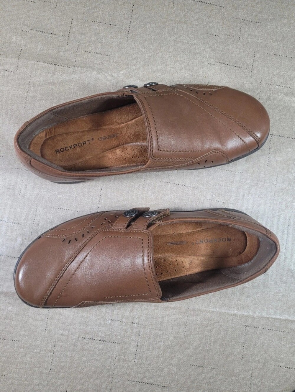 Rockport Women's Size 7 M Daisey Brown Leather Loafers Shoes Slip-On (49)